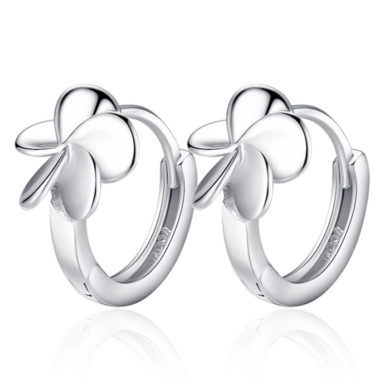 Anting Stud 925 Sterling Silver Bentuk Bunga Huggie Hoop Untuk Wanita