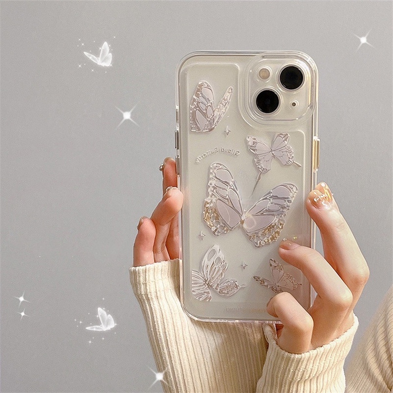 Soft Case Silikon TPU Transparan Motif Kupu-Kupu Untuk Huawei Y9 Prime 2019 Nova 9 7 7i 7se 6 Se Pro Nova 5T 4e 3i 3e Y7A Y9s Honor 8X  Luxury Butterfly Phone Case Full Transparent Shockproof Soft TPU Silicone Phone Cover