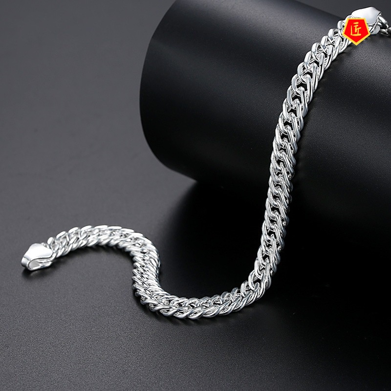 [Ready Stock]Men's Domineering Fashion Personality Silver Bracelet