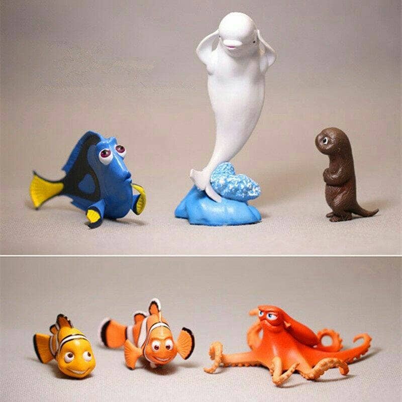 Figure Mainan Pajangan Topper Kue Finding Nemo Finding Dory set 6 pcs