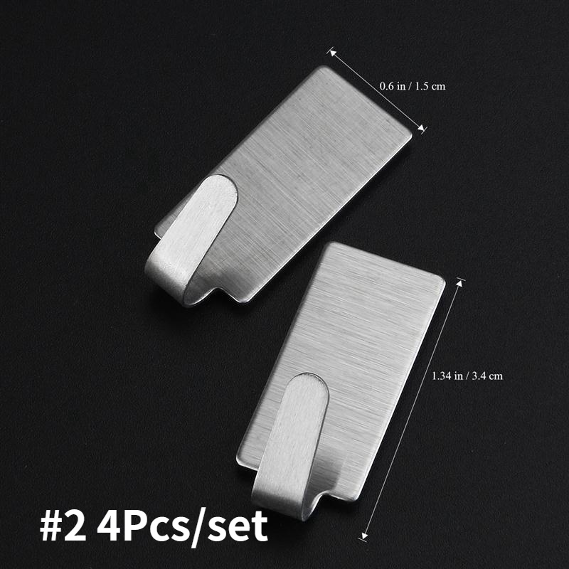1/4 Pcs Stainless Steel Wall Hooks / Self Adhesive Sticky Hooks for Bathroom Key Bag Coat Towel  Hanger Storage Hanging Holder Rack