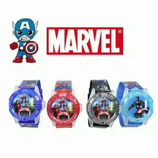 Jam Tangan Anak Anak Laser Capten America/Avenger Strap Rubber