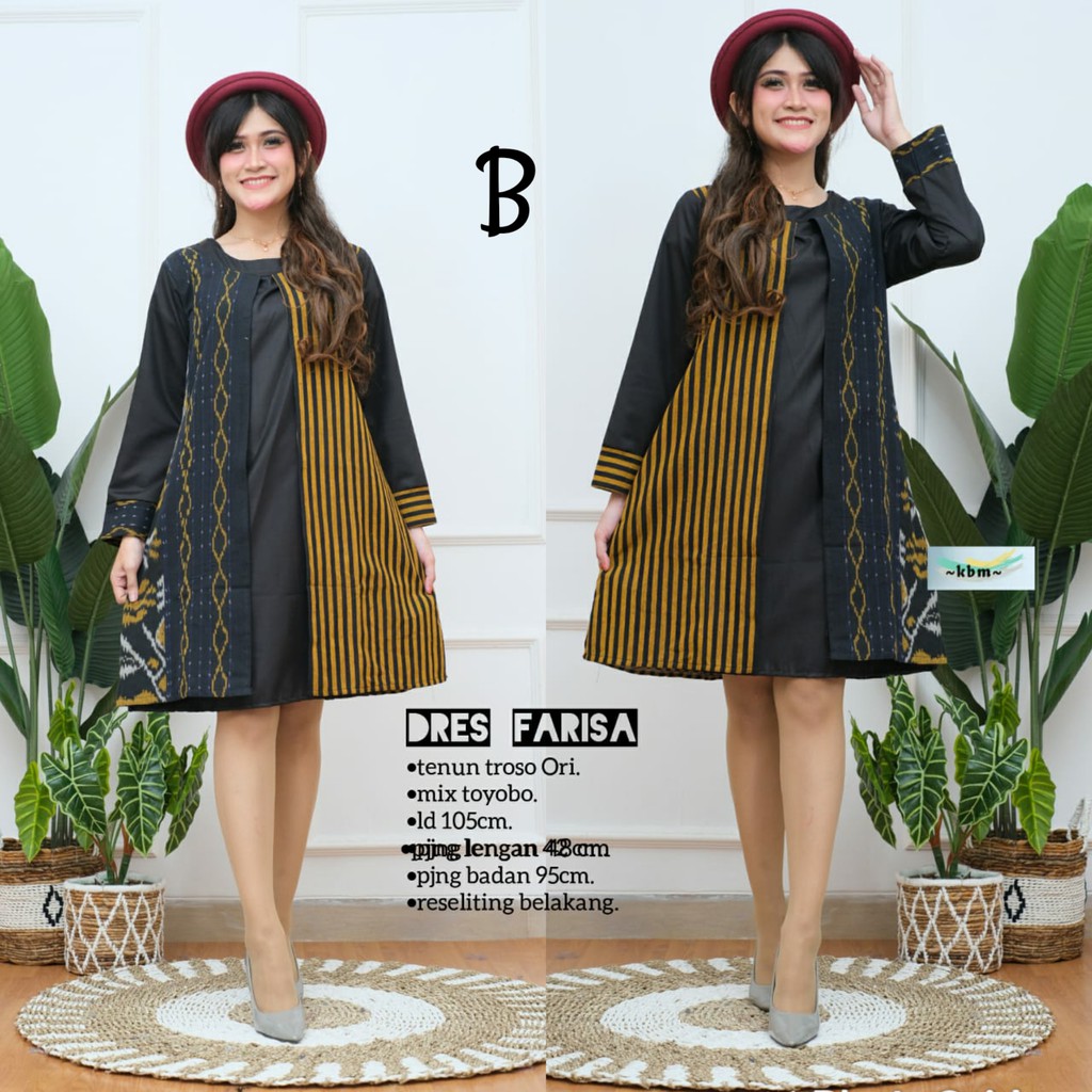 Dress farisa ori tenun troso mix toyobo