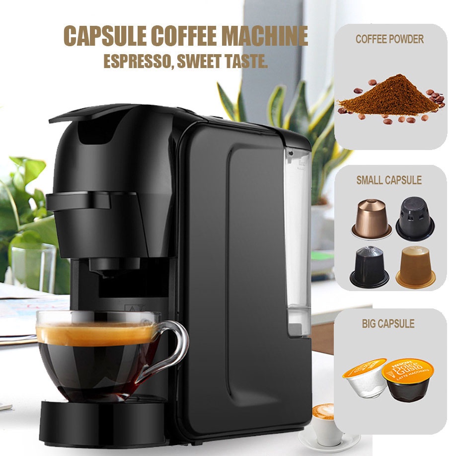 Capsule Coffee Maker 3 in1 bisa kopi bubuk bisa kopi kapsul Ideal untuk Cafe profesional Mesin Kopi 3in1 Capsule Espresso for Nespresso Dolce Espresso Espresso Machine, Pump Pressure Coffee Capsule, Coffee Powder, Dual-Use Coffee Maker Dolce Gusto