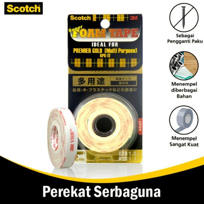 

Berkualitas Double Tape Super Strong Premier Gold Daya Rekat 3M Scotch Kpg-12 Bagus