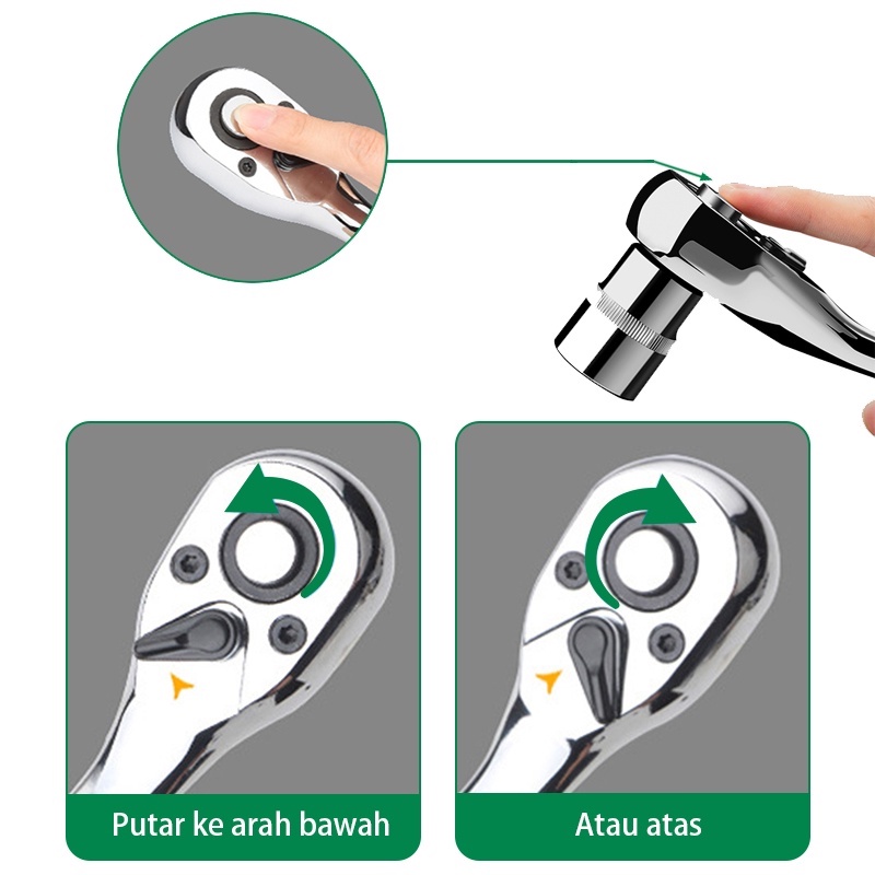 ISKU Rachet Wrench 1/2&quot; 1/4&quot; 72 45 Gigi Kunci Shock Gagang Rachet Wrench Dengan Karet 1/2 Kunci Ring rachet gagang Karet Kunci Ring pas 1/2