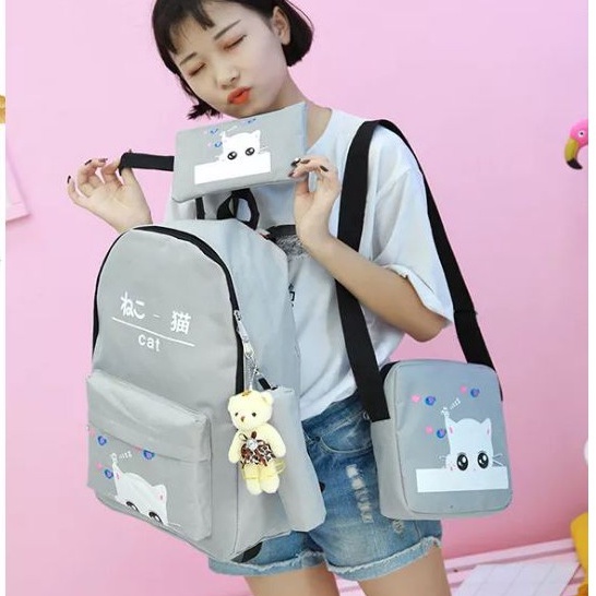 MOEZHA_TAS  (WHAIT CAT) RANSEL ANAK SEKOLAH LAKI LAKI SD TK PAUD MOTIF KARTUN