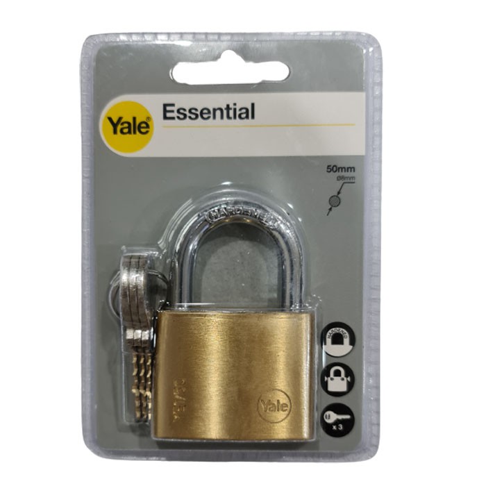 Yale YE1-50-126-1 Essential Solid Brass Padlock 50mm Gembok