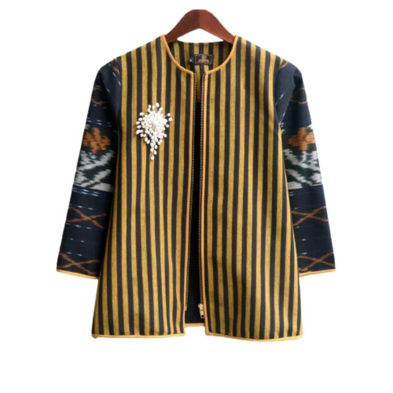 Blouse tenun wanita lurik kuning