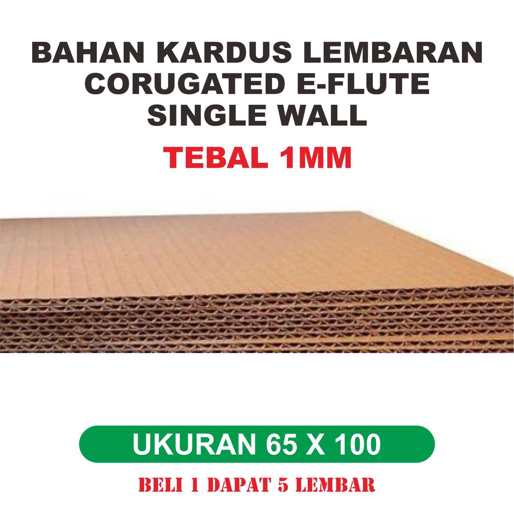 

( 5 lembar ) Kardus gelombang lembaran 1mm /corrugated E Flute 65x100 (READY STOCK)