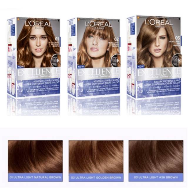 L'Oreal Excellence Fashion Ultra Lights Cat Semir Rambut Pewarna Rambut GOLDEN BROWN Natural ash