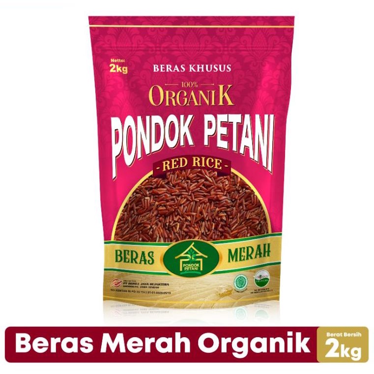 

BERAS MERAH ORGANIK - MERK PONDOK PETANI - KEMASAN 2 KG