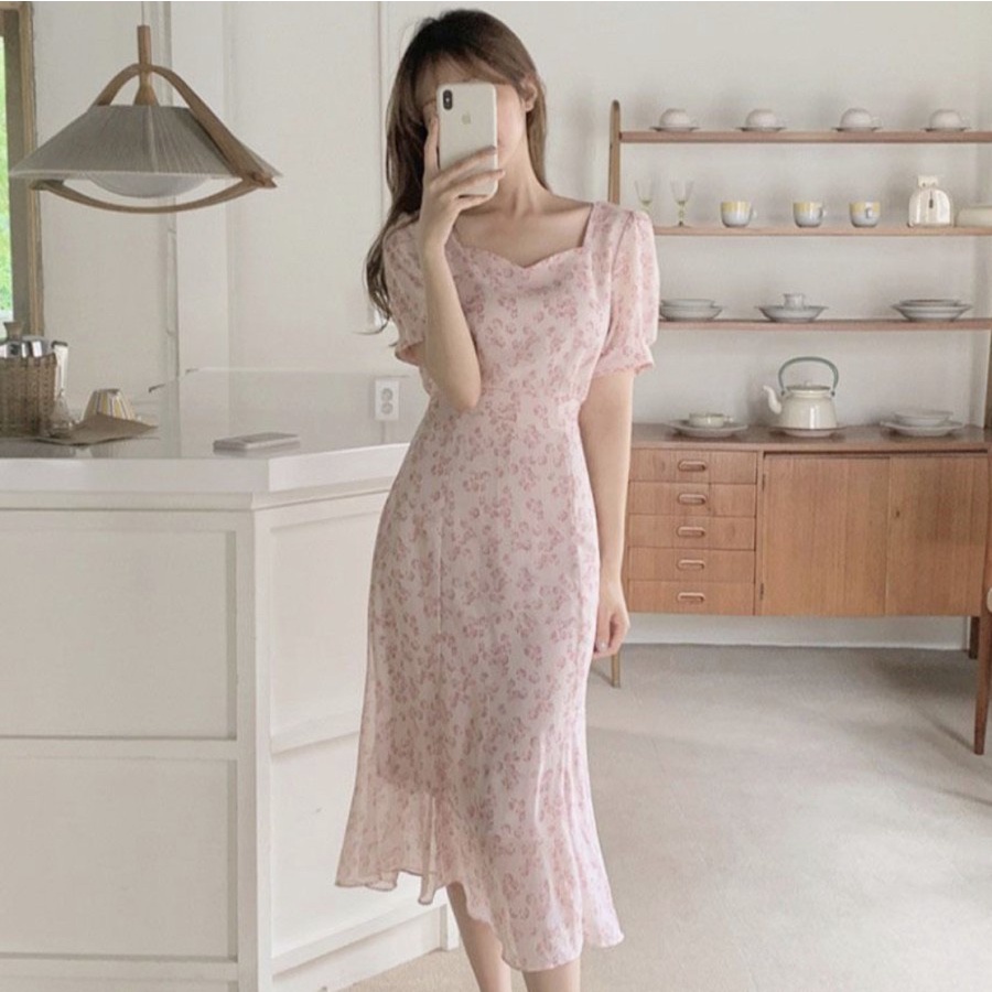 OFFICE DRESS LOOK MIDI CHIFFON PREMIUM IMPORT ALL SIZE BEST SELLER