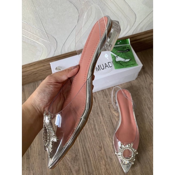 SEPATU WANITA AMINA MUADDI AMS001 AMS002 GLASS HEELS PREMIUM IMPORT