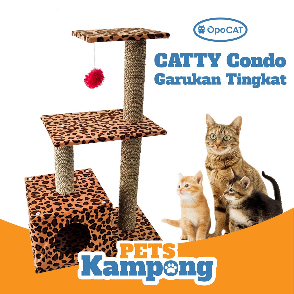 Opo Cat - Mainan kucing Cat Condo tree Garukan scratcher tingkat