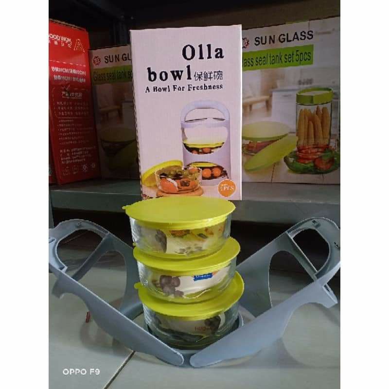 HOT PROMO RANTANG OLLA BOWL RANTANG KACA 3 SUSUN