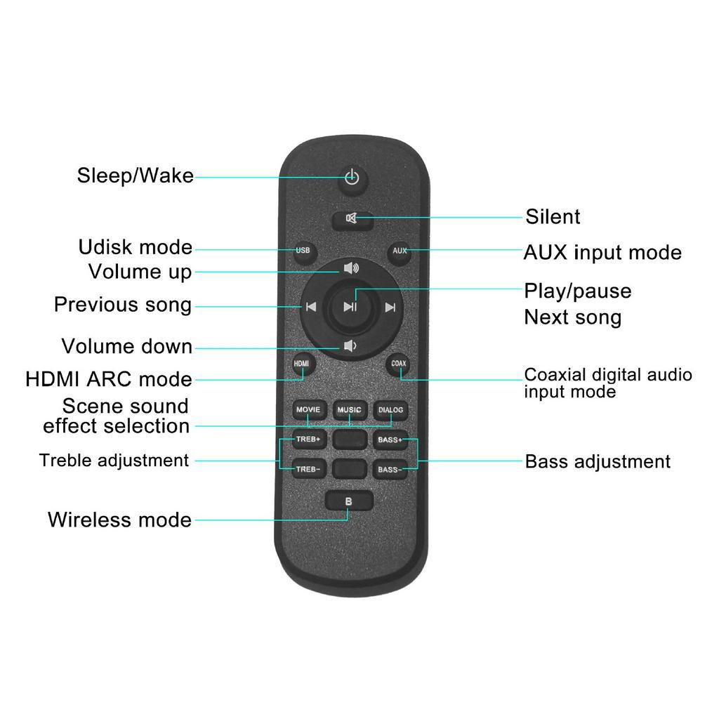 Soundbar Active Speaker Bluetooth Built-in EQ Audio - S20-Short - Black