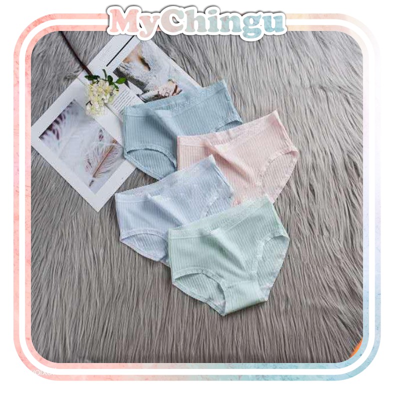 ❀ Chingu ❀ PW071 COD Celana Dalam Wanita Seamless Renda Cotton Katun CD Women Sexy Import Surabaya