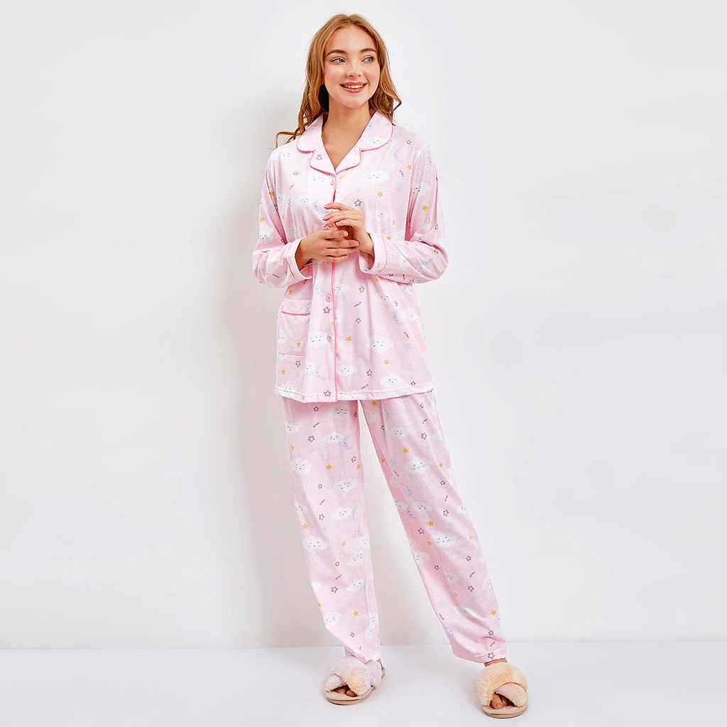 GREET NIGHT WEAR - Baju Tidur Kaos Katun Model : D-429 / PTP Kerah