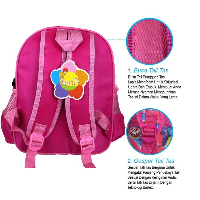 Tas Sekolah Anak Perempuan Ransel Sekolah Import Tas Anak Paud-TK Karakter Emboss 3D