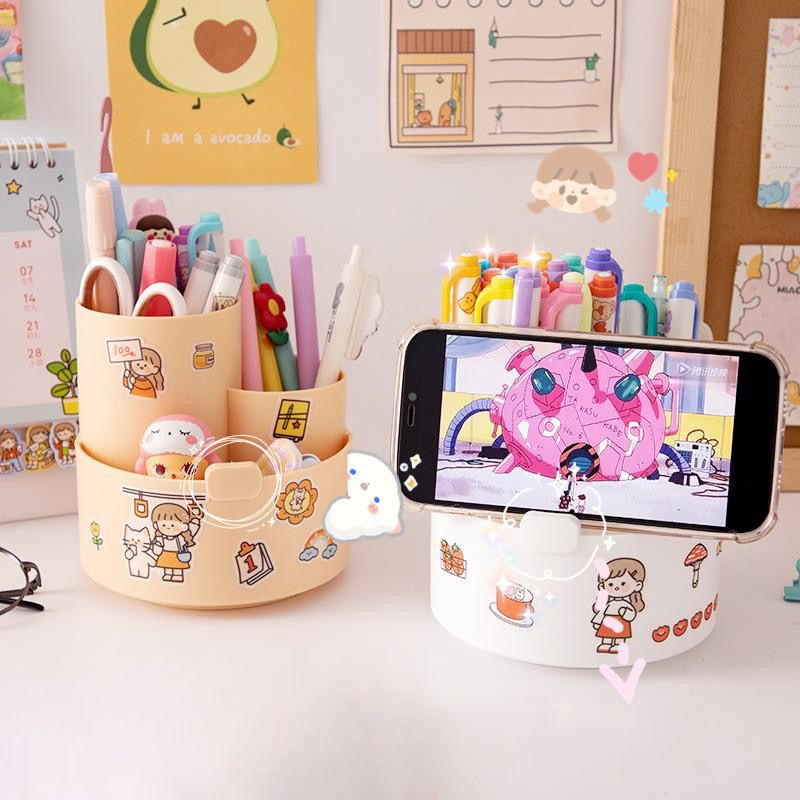 【Ready Stock！！】Rotating Pencil Holder Desktop Organizer Student Stationery Office Accessories