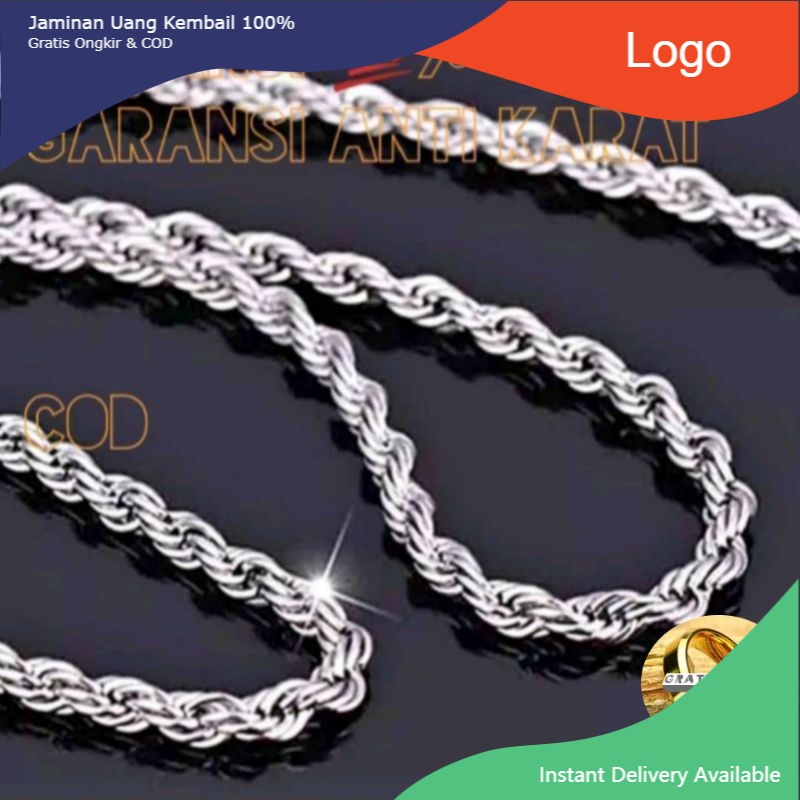 KALUNG TITANIUM TAMBANG BERLAPIS EMAS PUTIH