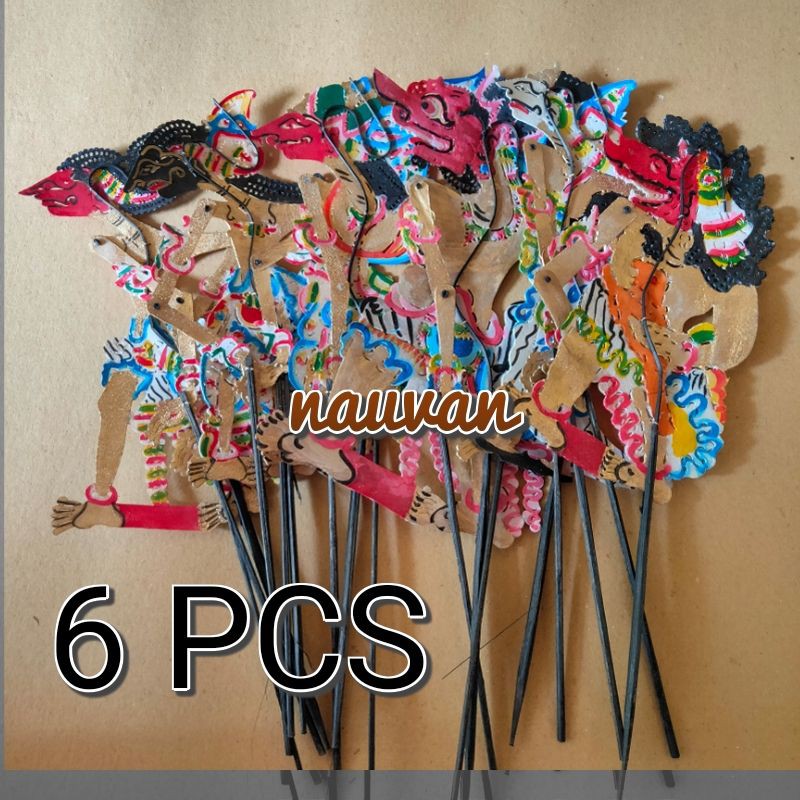 Wayang / Wayang kulit asli dan murah ukuran mini 30cm isi 6 pcs / Wayang kidangan / Pandawa lima