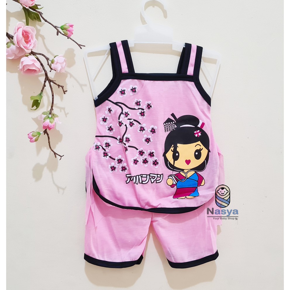 [N-003] Setelan Yukensi/baju bayi perempuan MURAH - motif jepang (3-6 bulan)