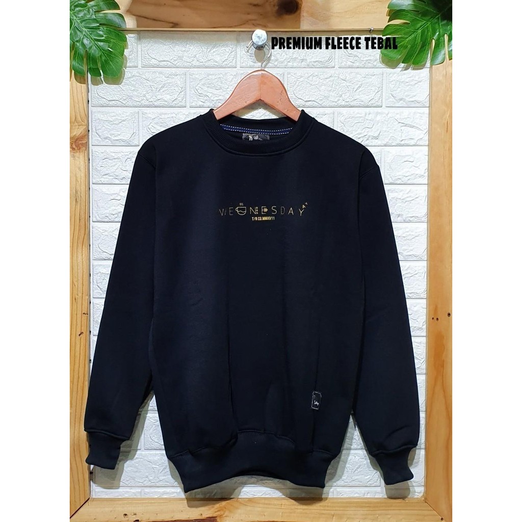 Sweater Oblong Pria Hitam Wenesday Crewneck Cowo Sweatshirt Cardigan Oversize Bigsize Tebal Halus