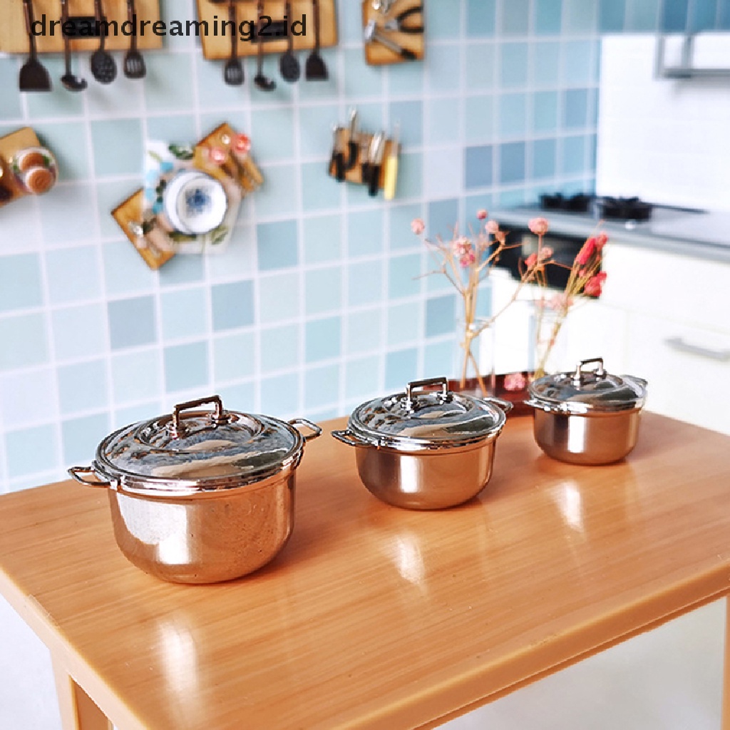 (Hot Style You Like) Miniatur Panci Casserole Skala 1: 12 Bahan Stainless Steel Untuk Rumah Boneka