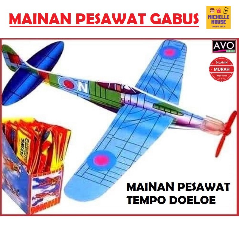 mainan pesawat kapal terbang gabus unik jadul