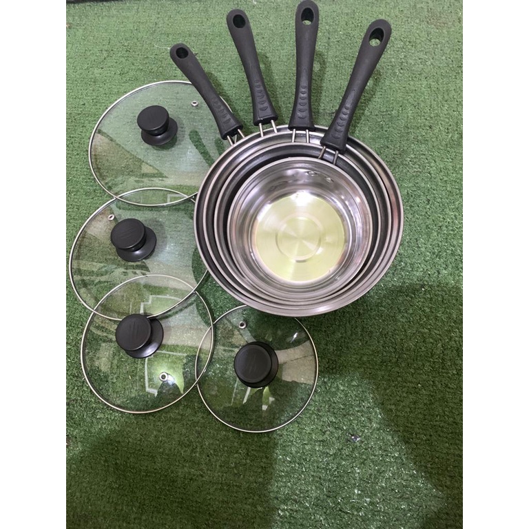 Panci mie stainless dan tutup kaca / panci susu / panci sayur / rebus air