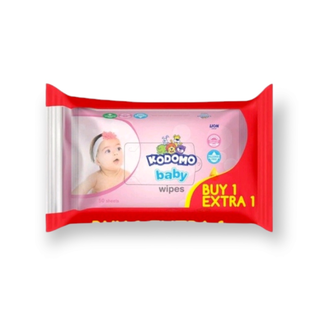 [BUY 1 GET 1] Kodomo Baby Wipes Rice Milk Pink / Tea Tree Oil Antibacterial 50 Sheets - Tisu Basah Bayi