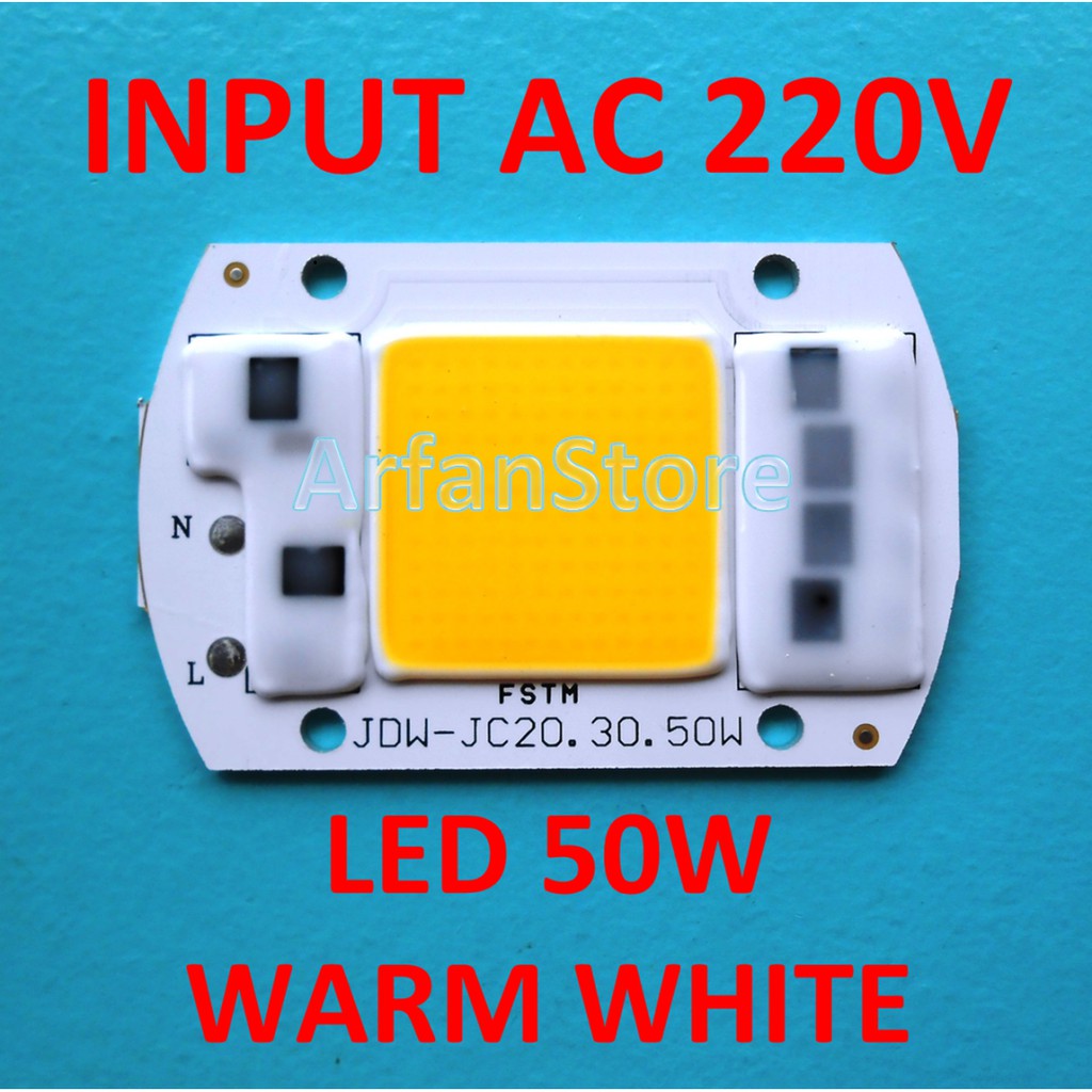 Promo LED 50W Warm White Input AC 220V High Power HPL Kuning Pijar