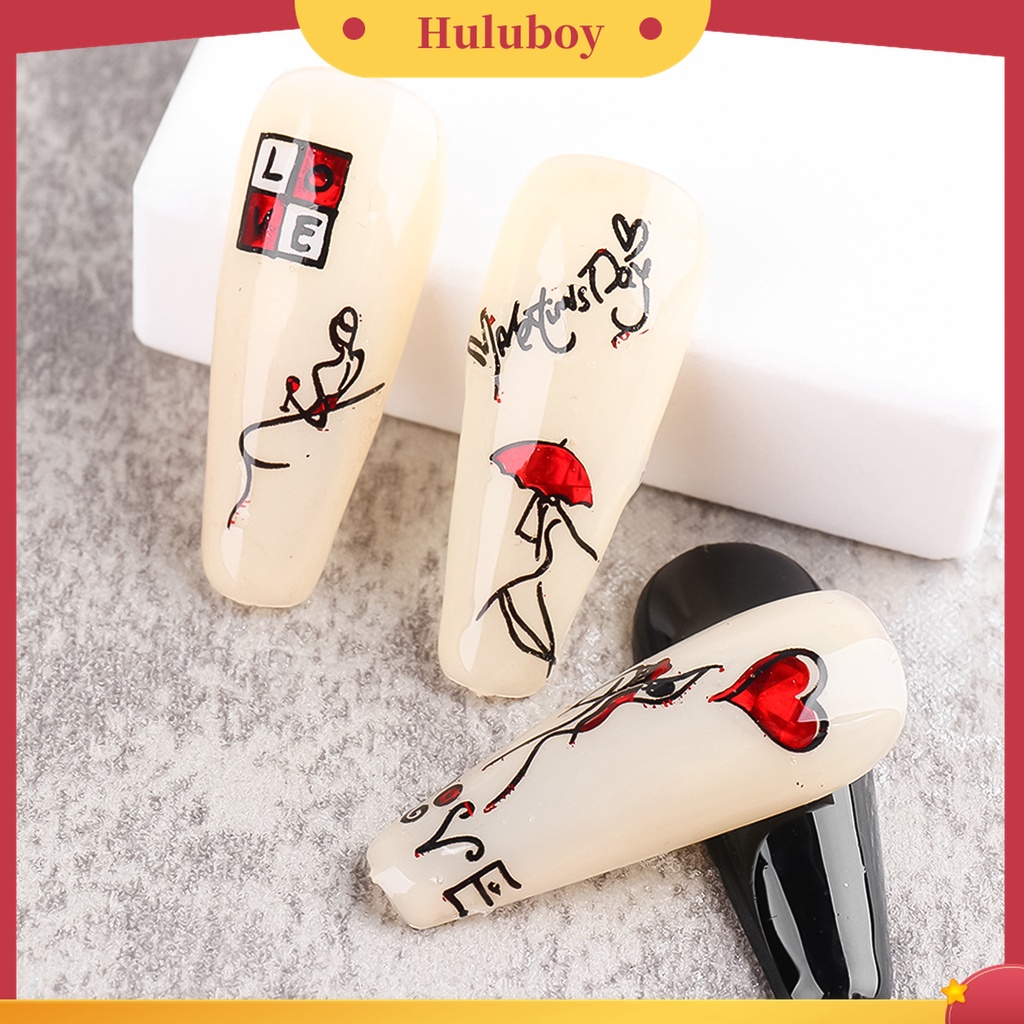 Huluboy Huluboy♡ Stiker Nail Art Warna-Warni Gaya Retro Untuk Wanita