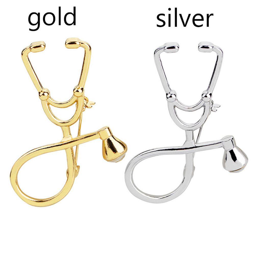 Chookyy Stetoskop Bros Mini Emas Sliver Perhiasan Jaket Dokter Pin