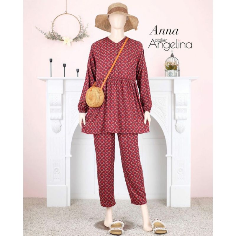 ANNA Pajamas - PAISLEY Maroon (XL) by Atelier Angelina