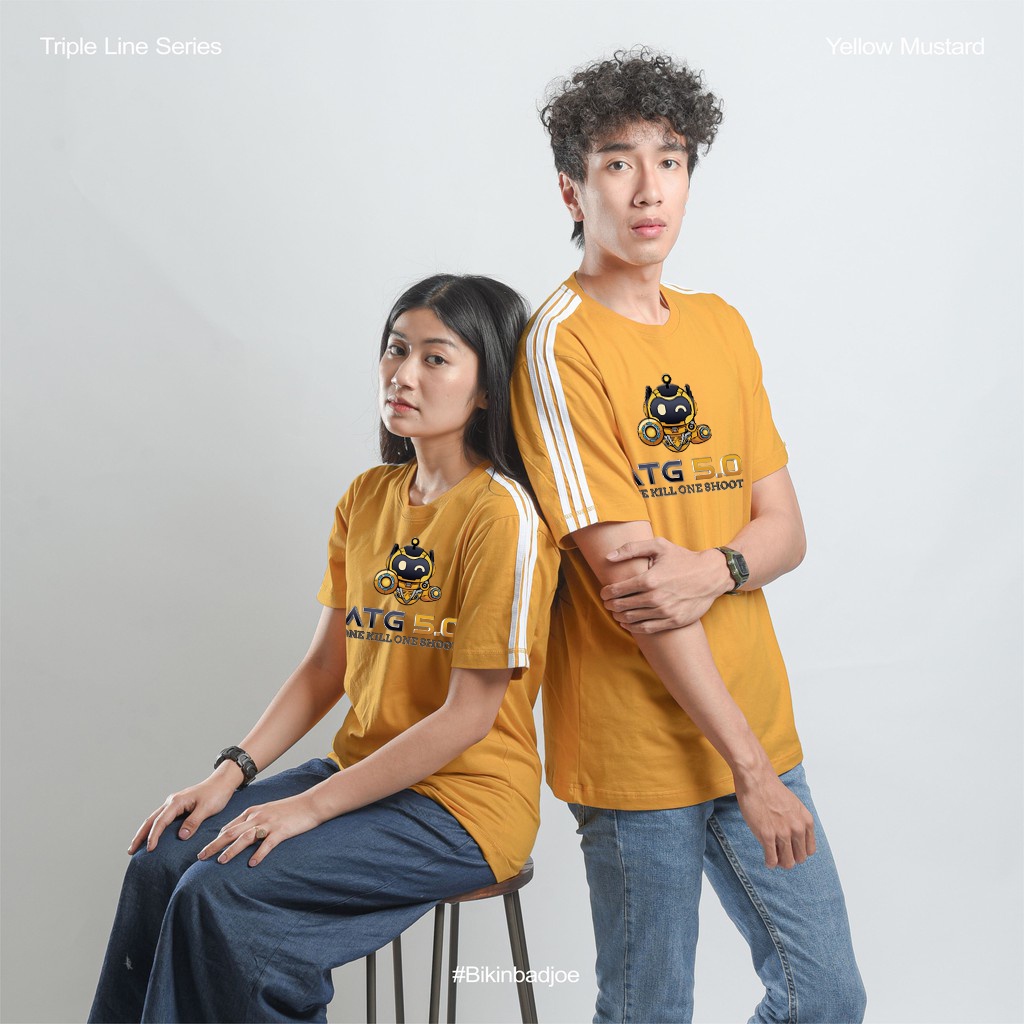 KAOS ATG AUTO TRADE GOLD 5.0 ONE SHOOT ONE KILL PENDEK [PREMIUM] - YELLOW MUSTARD - TRIPLE LINE - KA