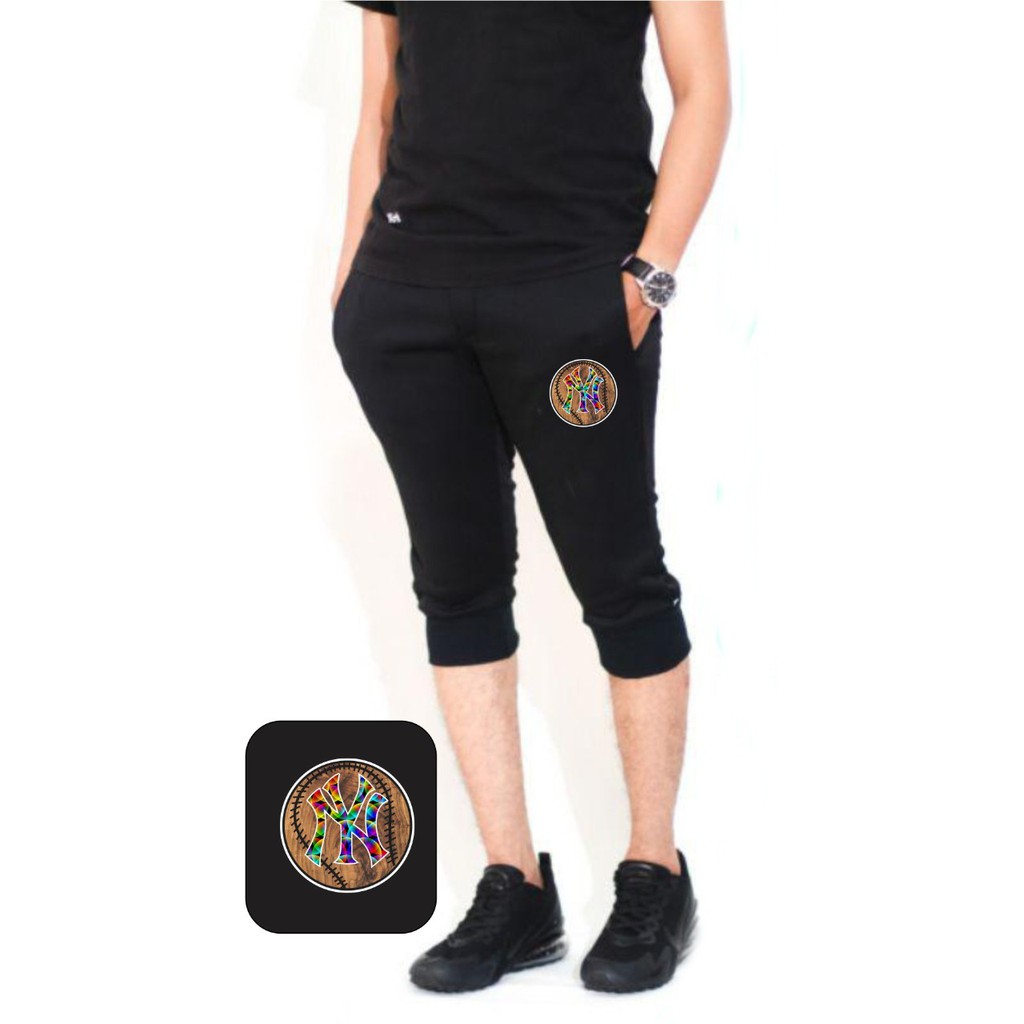 Zoeyolshop,Celana jogger 7/8 cowok logo BALL NY,DIGITAL PRINTING,bahan fleece lembut,bisa COD.