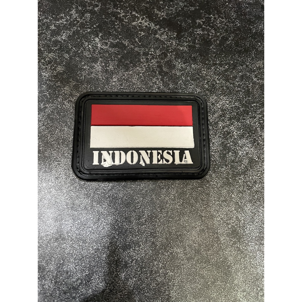 Patch Bendera Indonesia Lurus - Patch Velcro Indonesia - Prepetan -  Velcro Karet