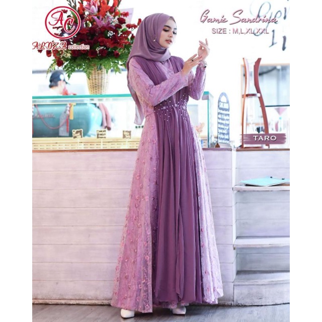 GAMIS SANDRINA SELENDANG MUTIARA / DRESS SANDRINA MUTIARA / DRESS FAVORIT