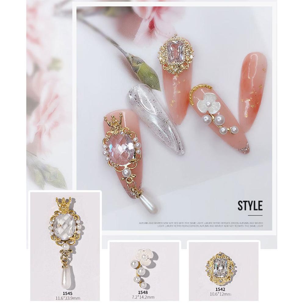 Mxbeauty Kuku Berlian Imitasi 3D Bunga Charms Diamonds Busur Logam Zirkon Kristal Liontin Rantai