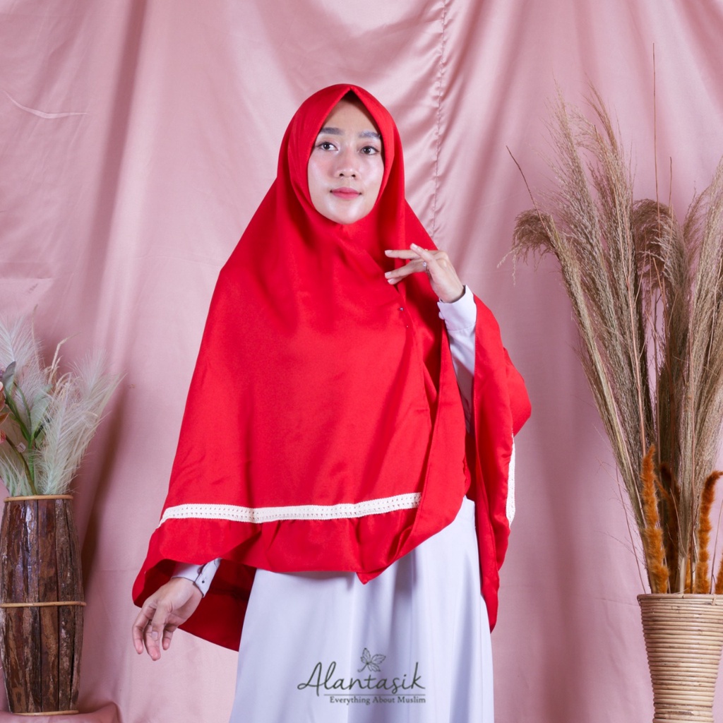 Alantasik - khimar  syari arabian crepe renda / jilbab instan/ humaira arabian R.23