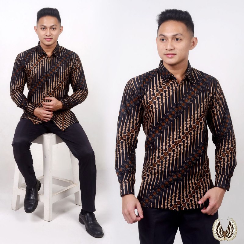 BSWART BATIK HRB026 Kenongo Hem Pendek Padi Pekalongan M L XL Batik Pria MURAH