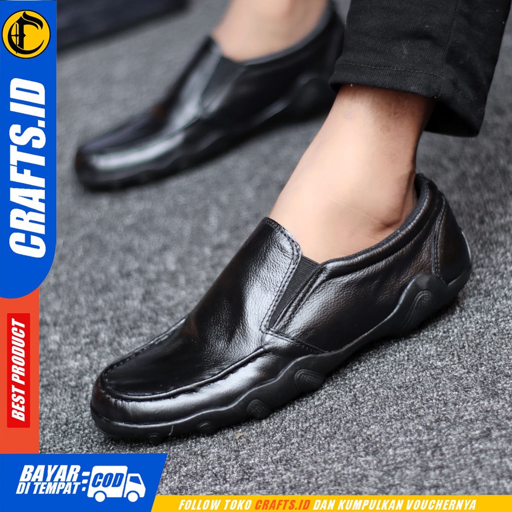 CRAFTS Wilde - Sepatu Casual Slip On Kulit Asli Kerja Pria