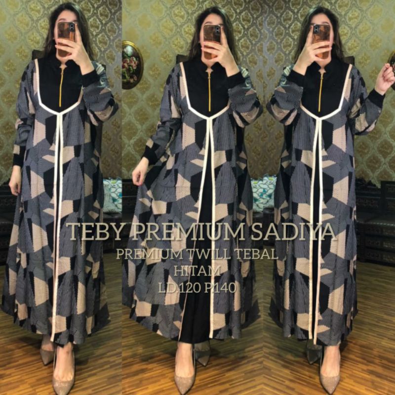 Daster arab TEBY PREMIUM SADIYA Maxi Dress Premium Gamis Syar'i Twill Big size