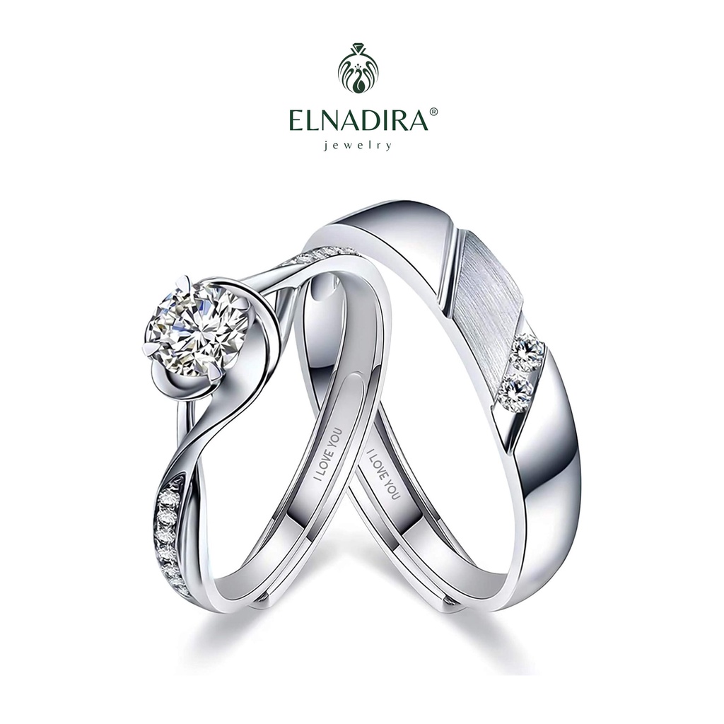 Cincin Kawin Couple Perak Elegan - Elnadira Jewelry