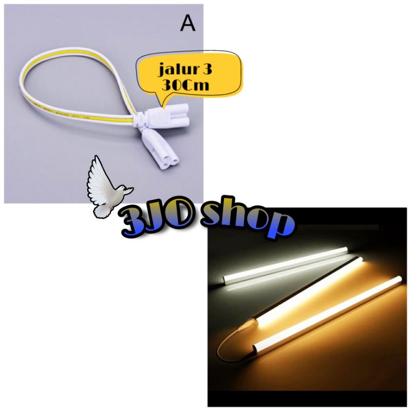 KABEL SOKET T5 LED SAMBUNGAN T5 KONEKTOR 3 JALUR 20CM