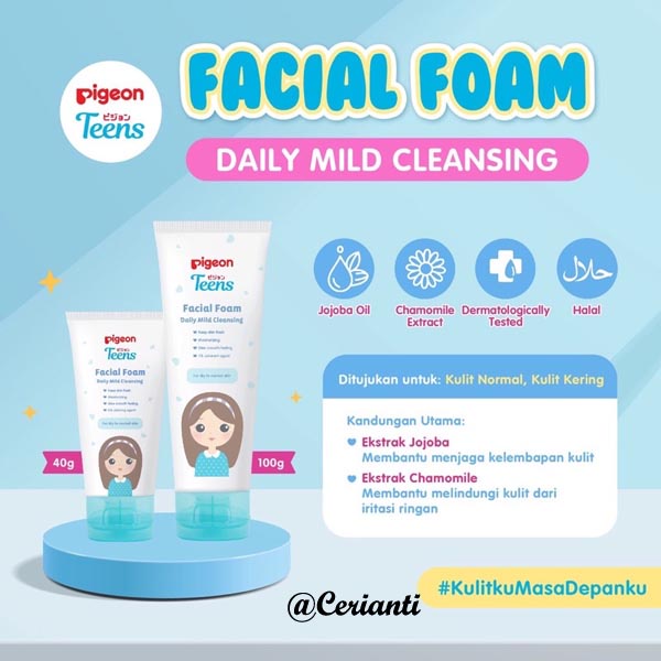 [COCOK KULIT KERING | SENSITIF] [40GR | 100GR] [BPOM] Pigeon Teens Facial Foam Daily Mild Cleansing 40GR 100Gr / Sabun Muka Kulit