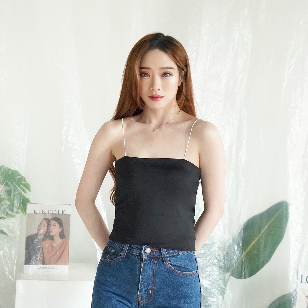 Korean Tanktop Korea Atasan Wanita Tanktop Kemben Tali Spagethi Spageti Crop Top 014